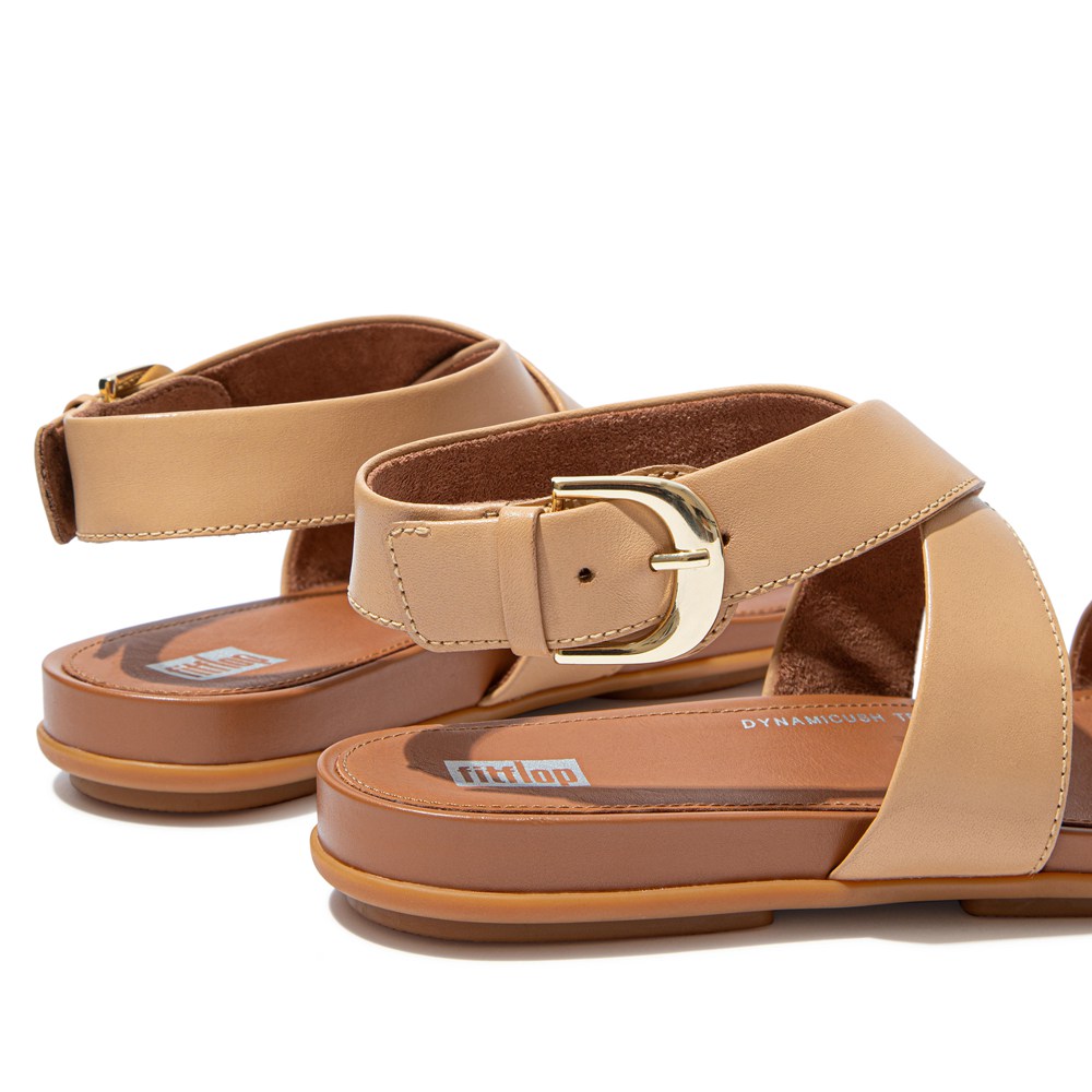 Fitflop Womens Sandals - Gracie Buckle Leather Ankle-strap - Brown - 928-HPDNKG